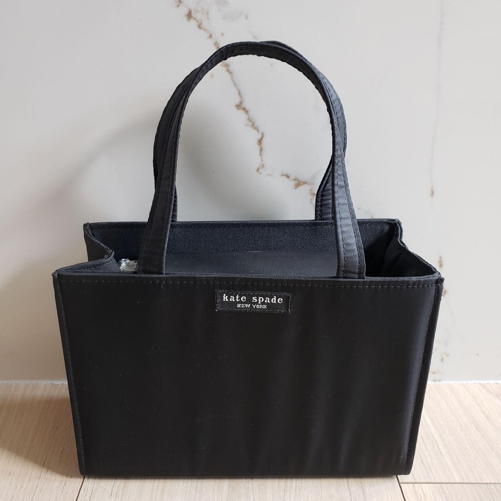 Kate Spade Tote Bag Womens Small Black Nylon Structured Top Handle Purse USA
